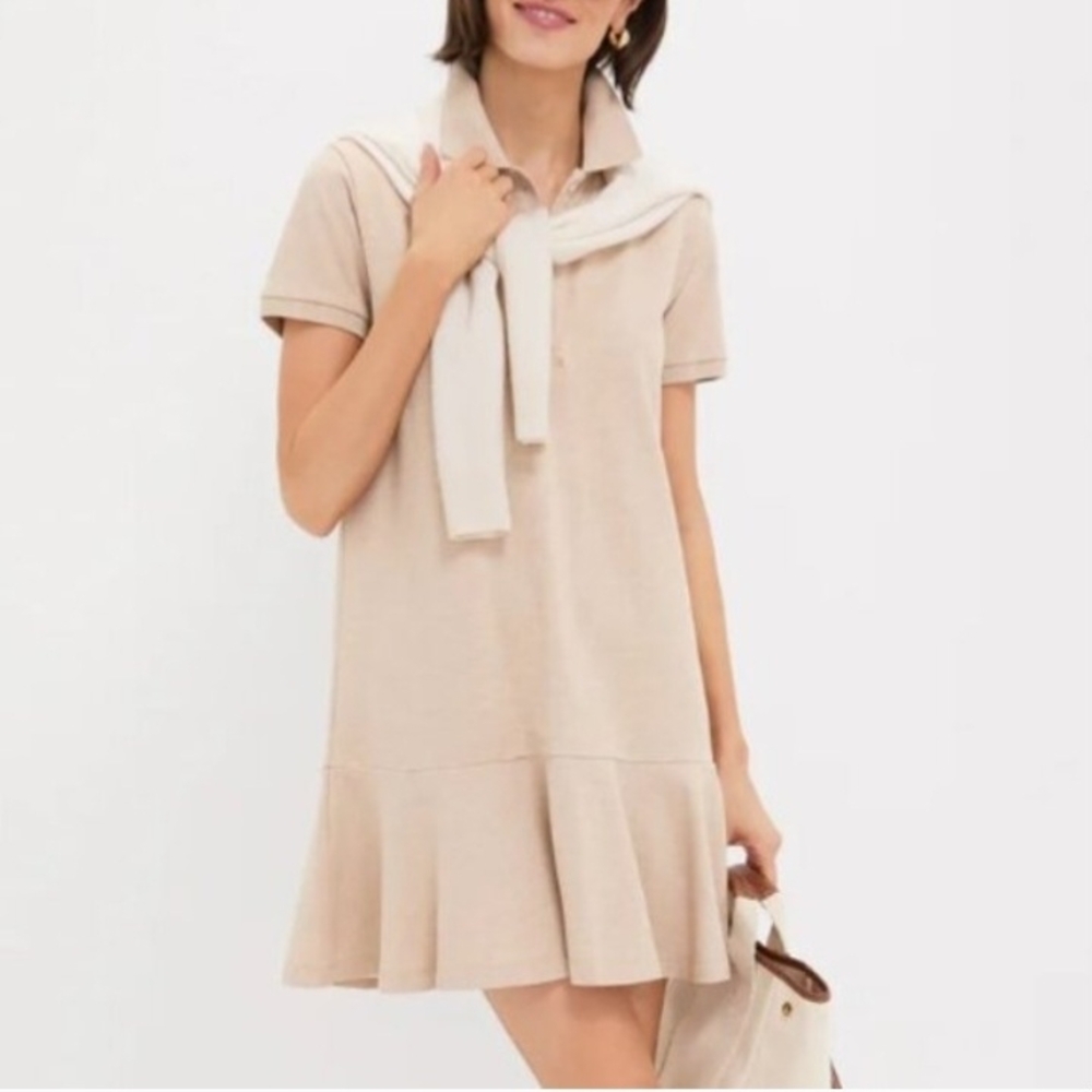Tuckernuck Beige Polo Drop-Waist Mini Dress with Ivory Sweater Accent